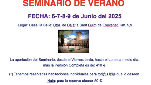 SEMINARIO DE VERANO «6-7-8-9 JUNIO 2025»