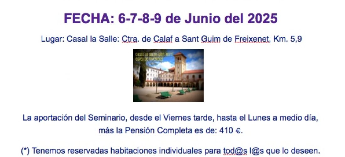 SEMINARIO DE VERANO «6-7-8-9 JUNIO 2025»